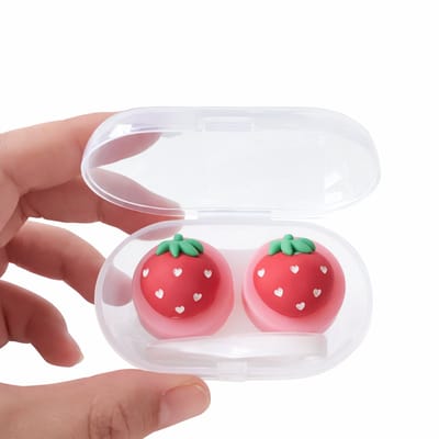 DrPhone LensSecure - Lensdoos voor Dames – Aardbei Stijl Lensdoosje - Contactlenzen Case –Draagbaar En Compact - Roze