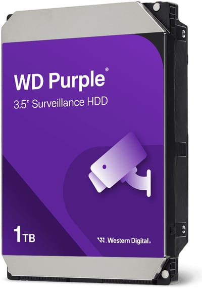 Western Digital Purple interne harde schijf 1 TB 5400 RPM 64 MB 3.5" SATA III