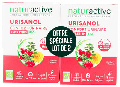 Naturactive Urisanol Urinair Comfort Onderhoud Bio Lot van 2 x 30 capsules