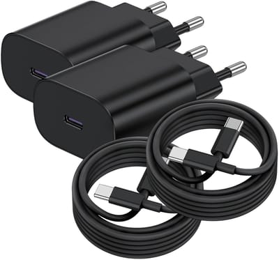 USB C Snellader 25W + USB-C Kabel 1M - 2 Pack - Oplader - USB-C Lader - Zwart