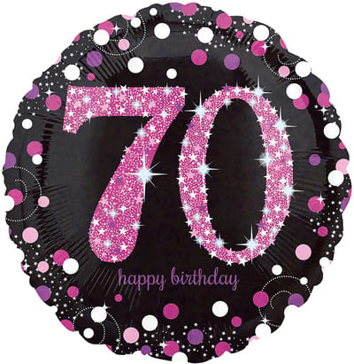 Amscan - Folieballon 70 Jaar Sparkling Celebrations Roze 43 cm