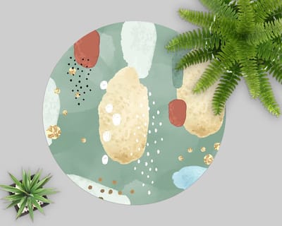 Coloray Vloerbeschermer - Aquarelpatronen Stoel Mat - 100x100 cm - Veelkleurig Bureaustoelmat - Vloerbeschermer Vinyl - Mótif Vloerbeschermer - Ronde Mat - Deel Thema