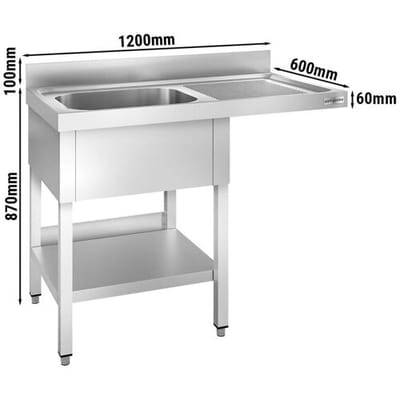 GGM Gastro Spülmaschinen-Spültisch - 1200x600mm - mit 1 Becken links Zilver