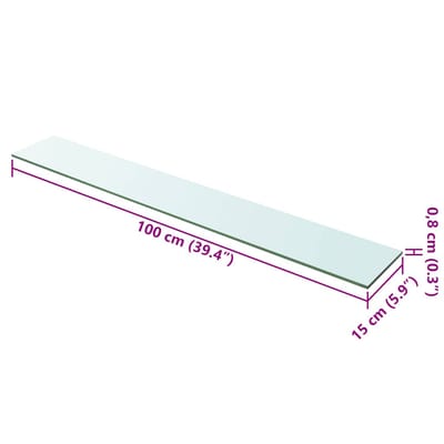 vidaXL - Wandschap - transparant - 100x15 - cm - glas