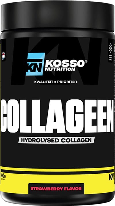 Kosso Nutrition – Collageen – Rundercollageen met Vitamine C & Biotine – Huid, Haar & Gewrichten – Aardbeiensmaak – 300g