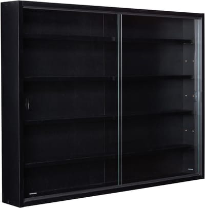 TIM® Vitrinekast met Glas - Vitrinekast Hangend - Vitrinekast - Zwart - 10cm x 80cm x 60cm