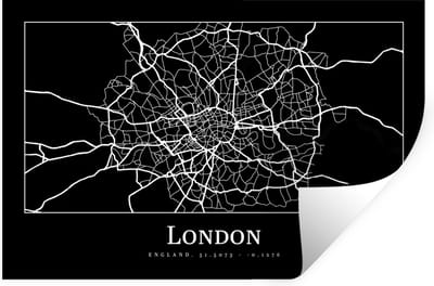 Muurstickers - Sticker Folie - Kaart - Stadskaart - Londen - Plattegrond - 30x20 cm - Plakfolie - Muurstickers Kinderkamer - Zelfklevend Behang - Zelfklevend behangpapier - Stickerfolie