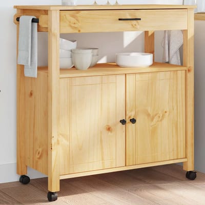 vidaXL - Keukentrolley - MONZA - 84x40x88,5 - cm - massief - grenenhout - honingwas