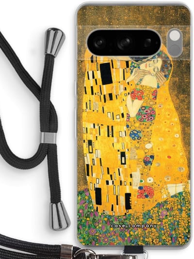 Case Company® - Hoesje met koord geschikt voor Google Pixel 8 Pro hoesje met Koord - Der Kuss - Telefoonhoesje met Zwart Koord - Bescherming aan alle Kanten en Over de Schermrand