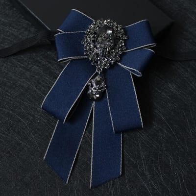 Handgemaakte Lint Strik Broche Vrouwelijk Strass Kristal Stropdas Britse Stijl Heren Pak Shirt Kraag Bruiloft Sieraden black