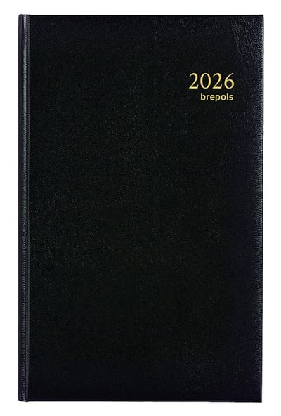 Brepols bureau agenda 2026 - SATURNUS BASIC [0.015] - LIMA - Bureau agenda - 1 dag op 1 pagina - Dagoverzicht - Zwart - 13 x 20.8 cm