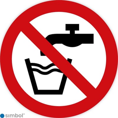 Simbol - Stickers Geen Drinkwater - Niet Drinken (P005) - Duurzame Kwaliteit - Formaat ø 5 cm.