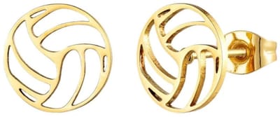 Aramat Jewels | Oorbellen | Goudkleurige Stalen Volleybal Oorbellen rvs | | | |7mm | Staal | Kinderen, Volwassenen | Verkleurd niet
