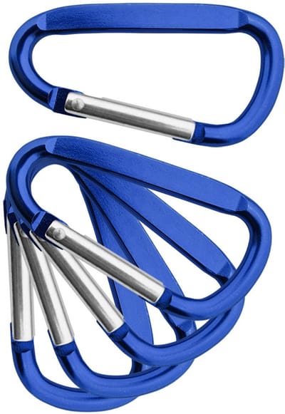 Aluminium karabijnhaak of festonhaak 60x30x5mm blauw - per 5 stuks
