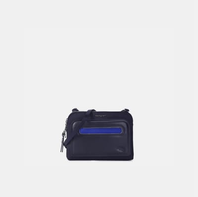 Hedgren DOPPIO Dubbele Crossbodytas met RFID-bescherming – Waterafstotend – Gerecycled materiaal – Lichtgewicht – Peacoat Blue