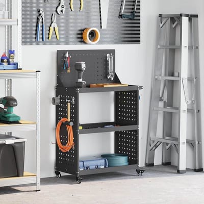 vidaXL - Gereedschapswagen - Zwart - 65 - x - 35 - x - 111 - cm - Koudgewalst - staal