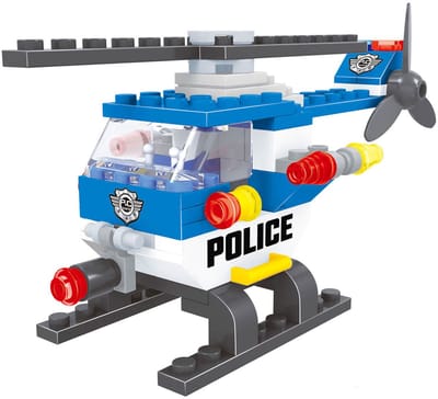 Lobbes bouwset politiehelikopter - speelgoed bouwblokken 68-delig.