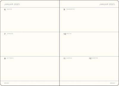 Weekly Kalender 2025 - A5 Hardcover 18-Maanden Planner met Ruled Pagina's - Zwart