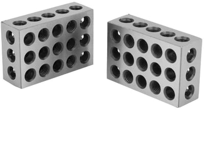 Dailygoods- Klemblok 23 Gaten - Gehard Staal - Nauwkeurigheid 0.0001" - 2 Stuks - 25x50x75mm - Voor Installatie/Lay-out/Inspectie - Frezen