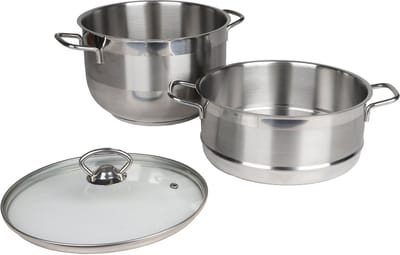 Urban Living - Couscous Pan RVS 12 Liter met Glazen Deksel - Alle Warmtebronnen