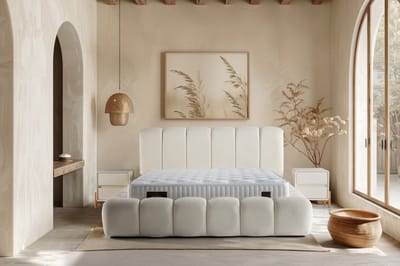 Nessa® - 160x200 - Opbergruimte Boxspring Idol | Crémé Bouclé/Teddy Gestoffeerd - Inclusief 25cm Dik Orthopedisch 7-zones Pocketvering Matras