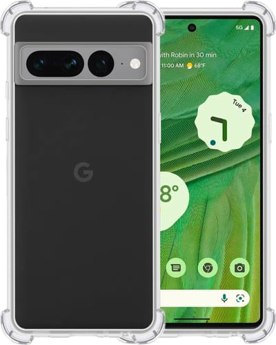 Hoesje - Geschikt voor Google Pixel 7 Pro - Sterk & Shockproof - Siliconen Shock Case - Hoes Cover - Telefoonhoes - Transparant