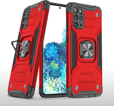 Hoesje Geschikt Voor Samsung Galaxy S20 Plus Hoesje - Heavy Duty Armor hoesje Rood - Galaxy S20 Plus silicone TPU hybride hoesje Kickstand ringhouder met Magnetisch Auto Mount