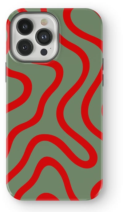 DripCase Curvy Lines Hoesje geschikt voor iPhone 13 Pro | Backcover met Mag | Design Tough Case geschikt voor iPhone 13 Pro Crimson Terrain