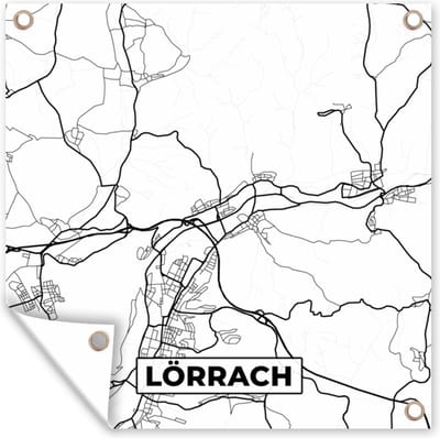 Tuin poster Plattegrond - Kaart - Lörrach - Stadskaart - 200x200 cm - Tuindoek