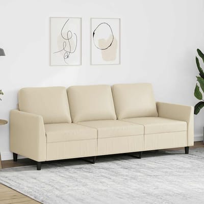 vidaXL - Driezitsbank - 180 - cm - kunstleer - crèmekleurig