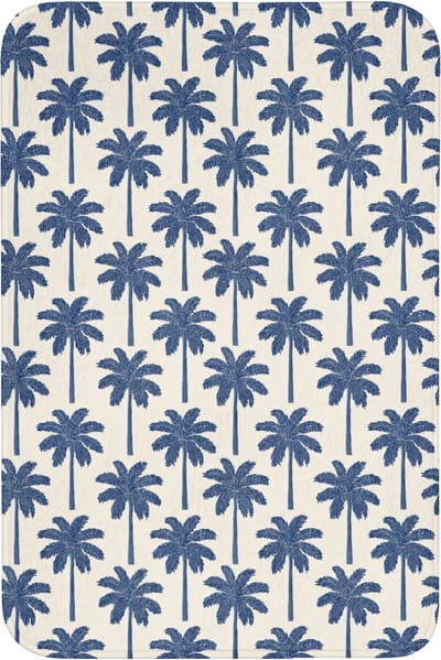 Badmat 60x90 cm - Antislip - Symmetrisch - Palm - Blauw - Badmatten voor badkamer - Badkamermat - Douchemat - Badkamer mat