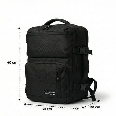 ByMetz 40x30x20 Handbagage Rugzak - Underseater - Laptopvak 15,6 - Zwart