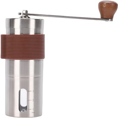 Handmatige Koffiemolen Roestvrij Staal Draagbare Handmatige Koffieboonmolen met Slzwengel voor Thuis Buiten Filterkoffie brown
