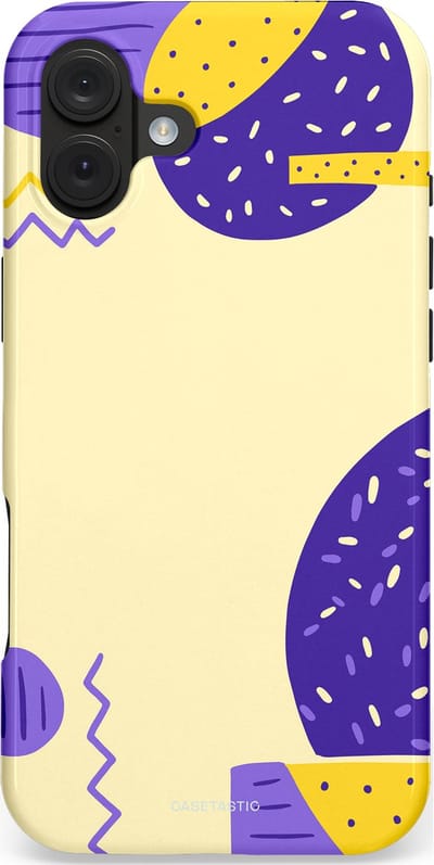 Casetastic hoesje geschikt voor Apple iPhone 16 Plus - MagSafe - Dubbellaagse bescherming - Geo zigzag - Fashion Case - Crème Blauw Geel