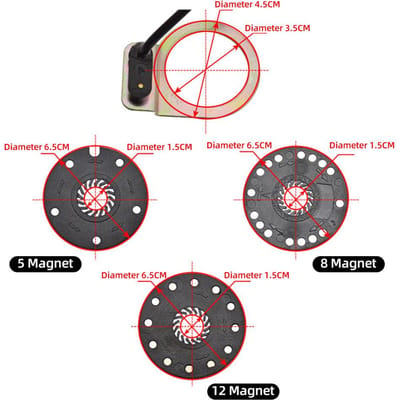 Vélo Électrique Puissance Capteur d'Assistance au Pédalage Vélo Électrique Système PAS Capteur d'Assistance Capteur de Vitesse 12 Magnet