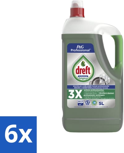 Dreft Professional - Vloeibaar Afwasmiddel - Regular - 5 L - Voordeelverpakking - 6 stuks