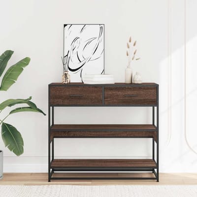 vidaXL - Wandtafel - 90x35x80 - cm - bewerkt - hout - bruin - eikenkleur