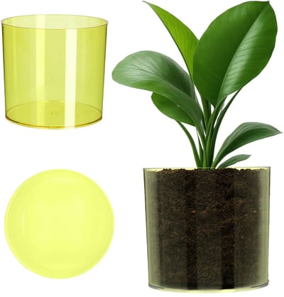 Bloempot Kunststof - Plantenpot Cilindrisch - Planten Verfraaien - Glanzende Afwerking - ⌀ 128 cm - Geel