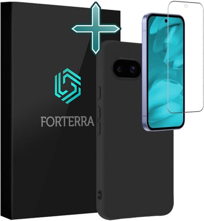 Hoesje Met Screenprotector - Geschikt voor Google Pixel 9a - Sterk & Shockproof - Telefoon Hoes - Back Cover - Siliconen Case - Zwart