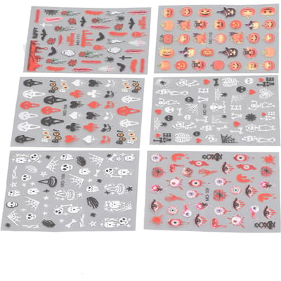 6 stuks Nail Art Embossing Sticker 3D DIY Zelfklevende Pompoen Bloem Embossed Nagelsticker voor white