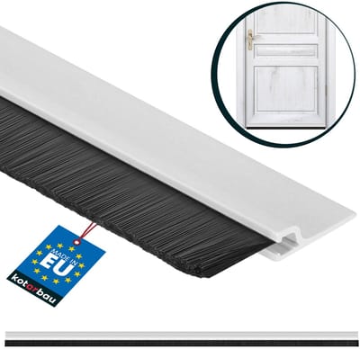 KOTARBAU® Deurborstel, PVC, 1 m, Wit, 45 mm, Borstelafdichting, Tochtstrip met Borstel, Tochtstrip Onderkant Deur, Deurborstel Nylon, Deurstrip Tegen Ongedierte, Zelfklevend