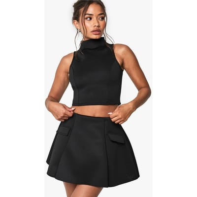 boohoo Dames Scuba Mouwloze Top met Hoge Hals | Black | Maat: 14