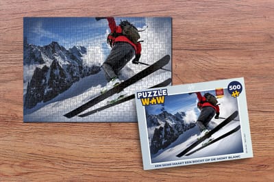 Puzzel Een skiër maakt een bocht op de Mont Blanc - Legpuzzel - Puzzel 500 stukjes
