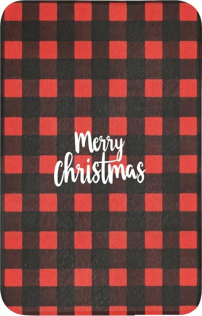 WC mat 50x80 cm - Antislip - Geruit - Rood - Tekst - Christmas - Toiletmat - Vloermat - Douchemat - Toilet tapijt - Toiletmatten