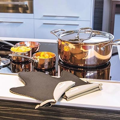 Hittebestendige Ovenhandschoenen -40 ° tot 250 °C, Antislip Neopreen, Universele Maat 23 x 15 cm, Zwart/Grijs