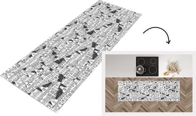 Keukenloper - Loper keuken - Amsterdam - Grachtenpand - Zentangle - 150x50 cm - Keukenloper vinyl