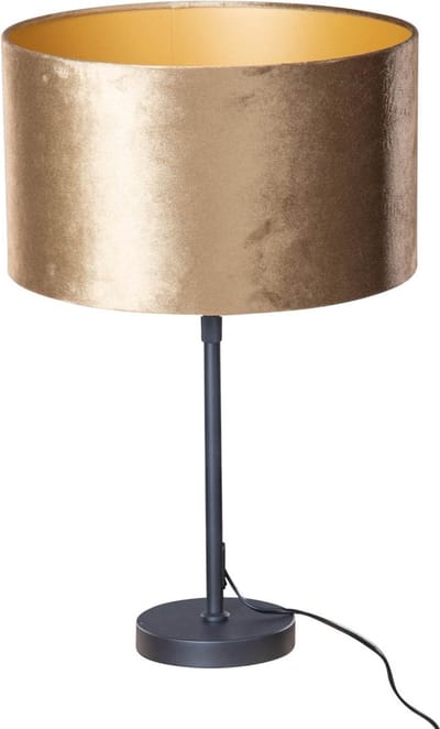 QAZQA parte shade - Klassieke Tafellamp met kap - 1 lichts - H 70 cm - Zwart Goud - Woonkamer | Slaapkamer | Keuken