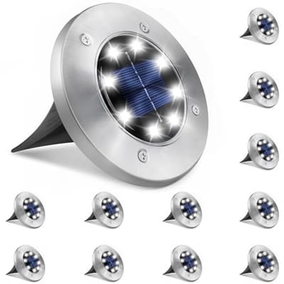12 Stuks Solar Tuinlampen met 8 LED's - Waterdicht en Energiebesparend