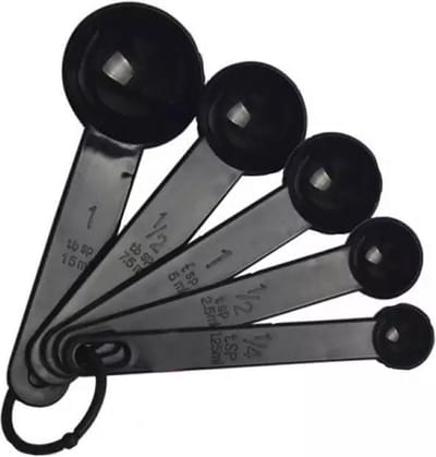 LOUZIR Maatlepel Set - 5-Delig - Keuken - 5-Delig Maatlepel Set – Zwart