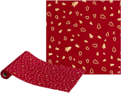 Fééric Lights and Christmas Kerst Loper - Tafelloper - 30x300cm - Rood/Goud